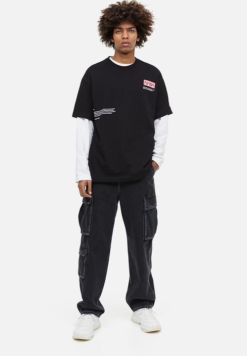 H&M - Relaxed fit T-shirt - black nasa