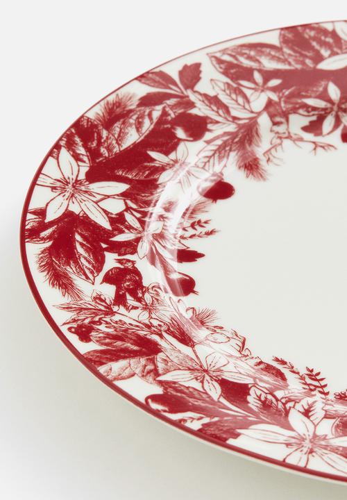 H&M - Porcelain plate - red & floral 
