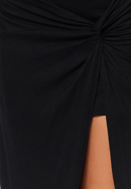 Trendyol - Fringe detail midi skirt - black