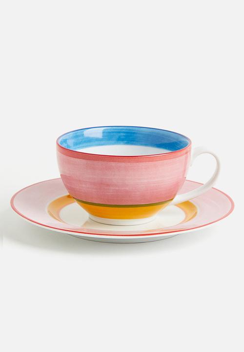 H&M - Porcelain plate - light pink & orange 
