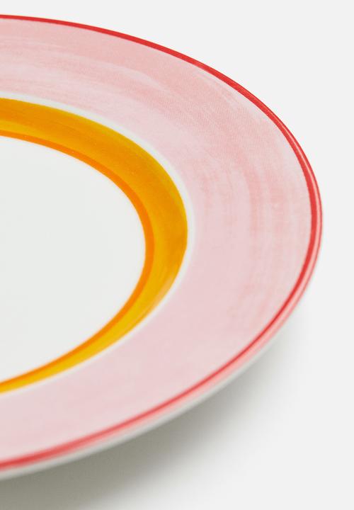 H&M - Porcelain plate - light pink & orange 