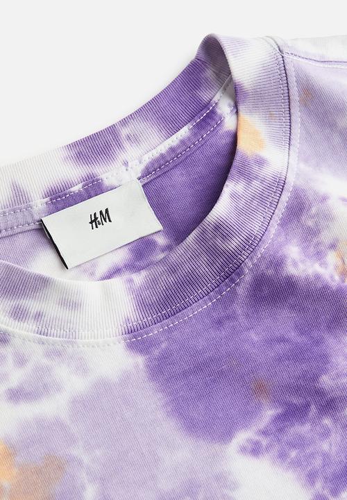 H&M - Relaxed fit patterned cotton T-shirt - purple tie-dye