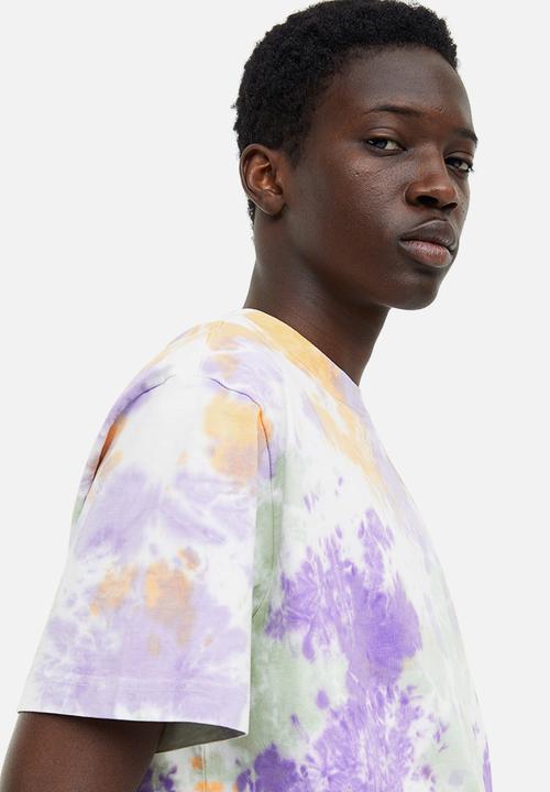 H&M - Relaxed fit patterned cotton T-shirt - purple tie-dye