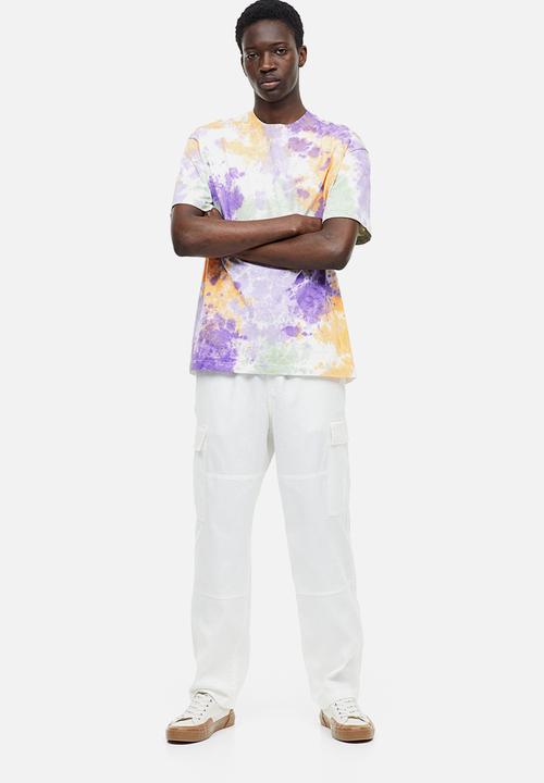 H&M - Relaxed fit patterned cotton T-shirt - purple tie-dye