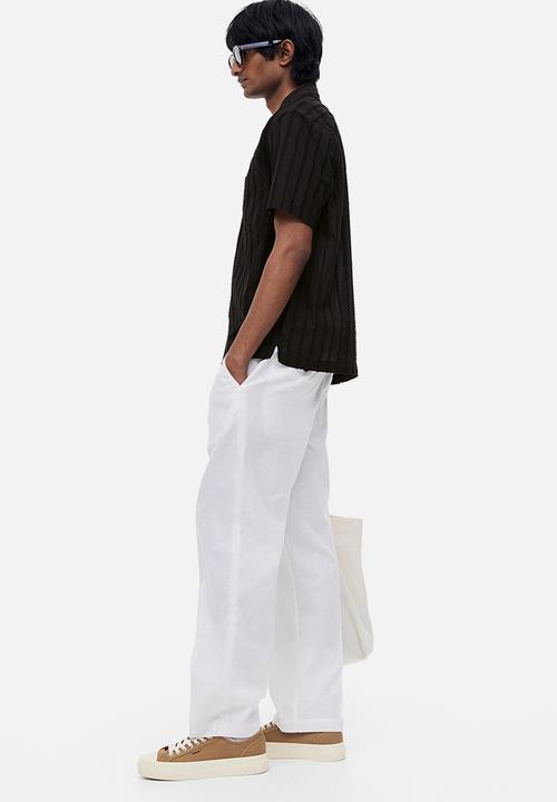 H&M - Regular fit textured-weave resort shirt - black