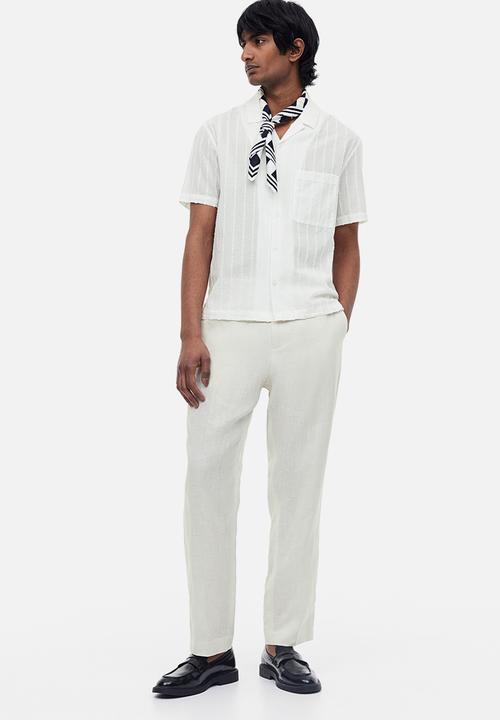 H&M - Regular fit textured-weave resort shirt - white