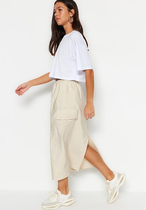 Trendyol - Parachute skirt - ecru