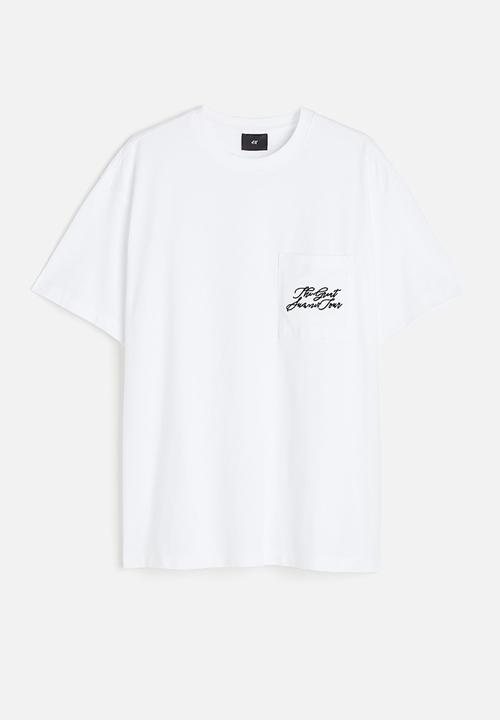 H&M - Relaxed fit embroidery-detail T-shirt - white