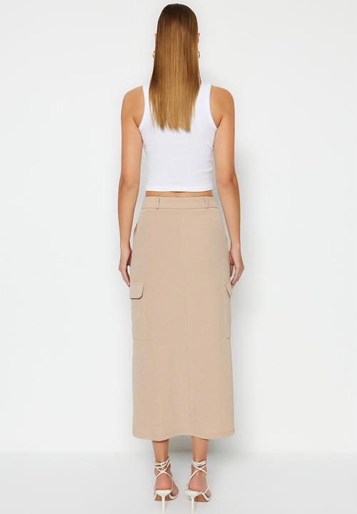 Trendyol - Pencil midi skirt - beige