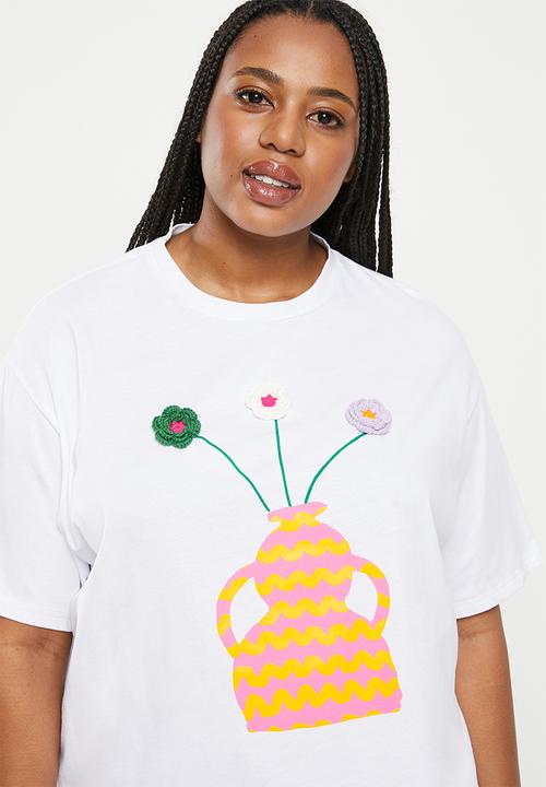 Me&B - Plus The Oversized Tee  - White & Print