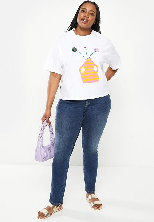 Me&B - Plus The Oversized Tee  - White & Print