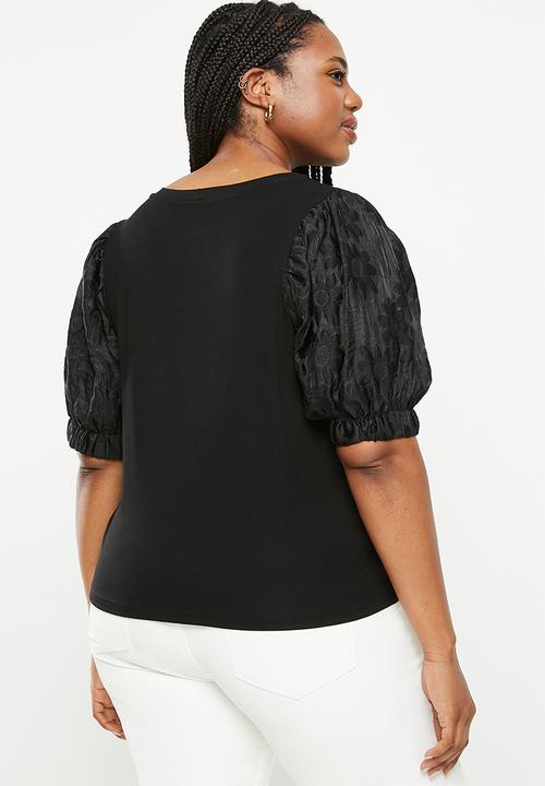 Me&B - Plus The Organza Combo Tee  - black