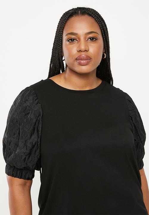 Me&B - Plus The Organza Combo Tee  - black