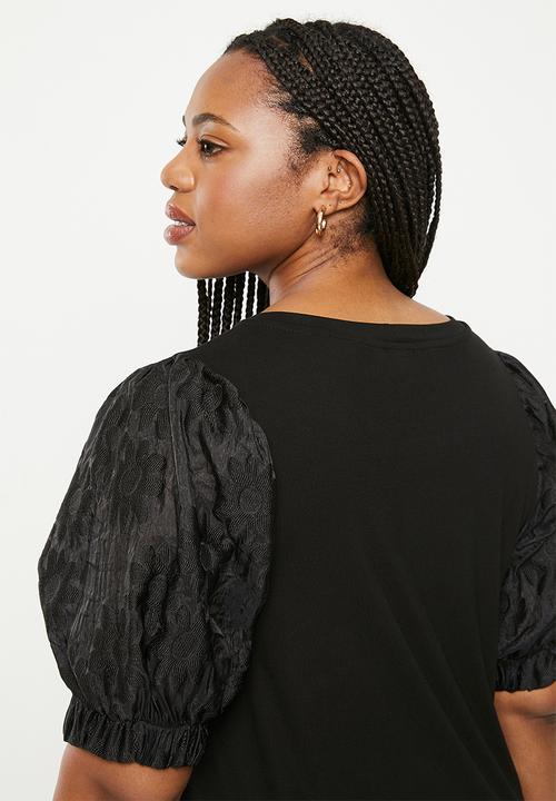 Me&B - Plus The Organza Combo Tee  - black