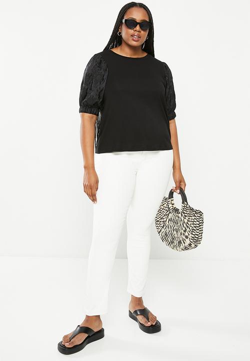 Me&B - Plus The Organza Combo Tee  - black