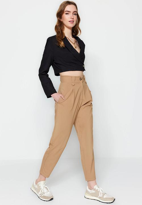 Trendyol - High rise straight legs pants - beige