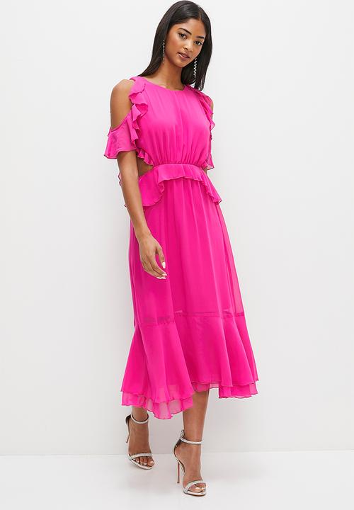 MILLA - Ruffle midi dress - purple