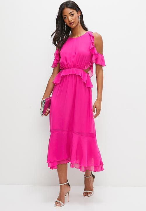 MILLA - Ruffle midi dress - purple