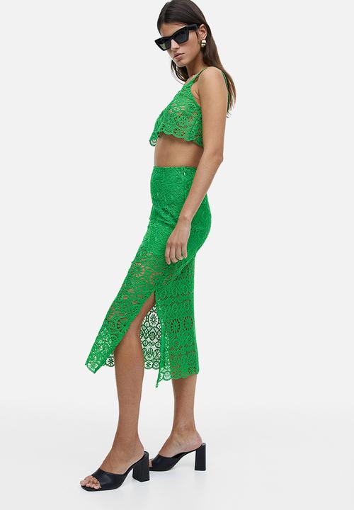 H&M - Lace crop top - green
