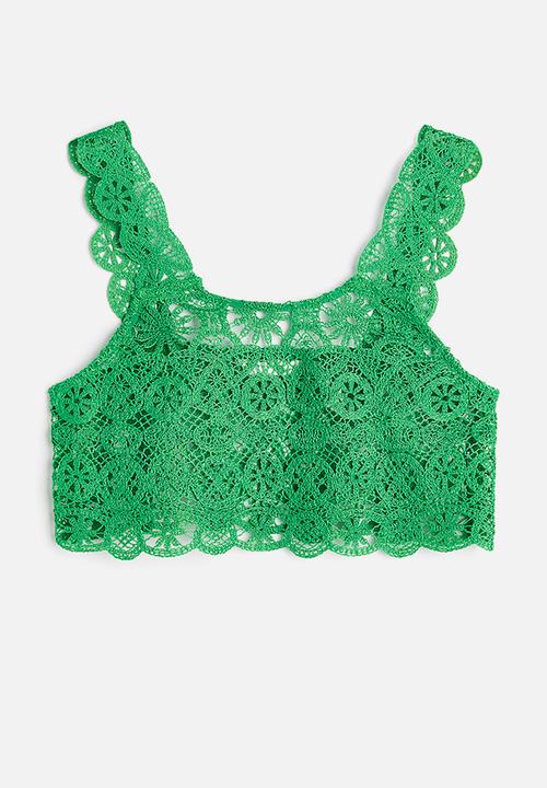 H&M - Lace crop top - green