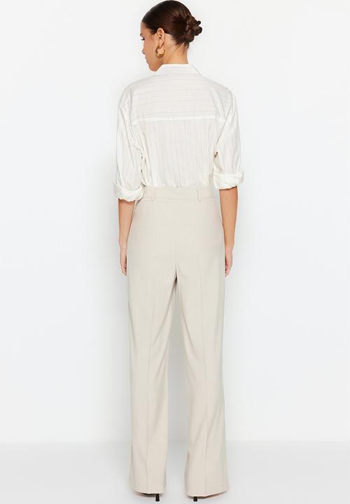 Trendyol - High rise wide leg trousers - beige