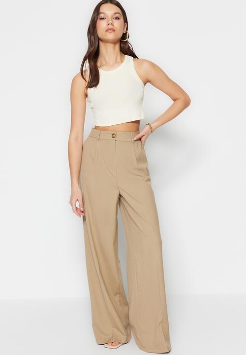 Trendyol - Wide leg trousers - beige