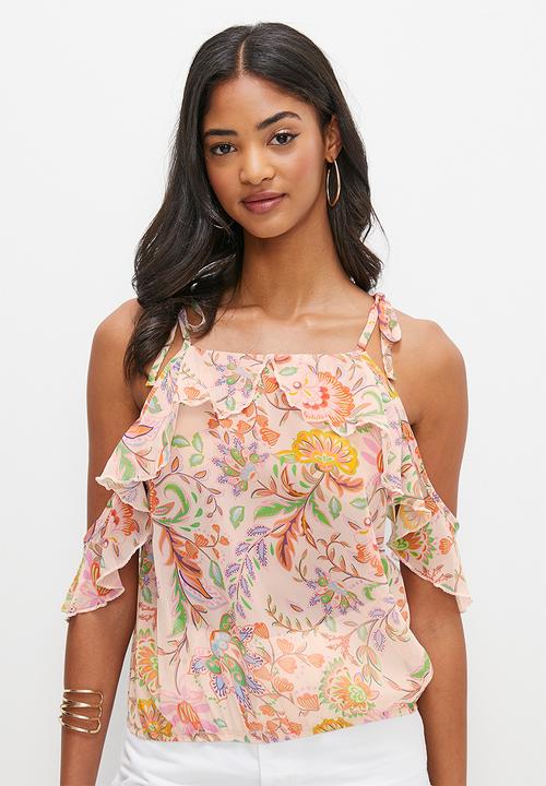 MILLA - Frill detail cold shoulder - boho paisley