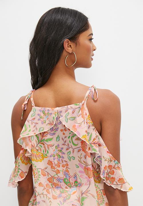 MILLA - Frill detail cold shoulder - boho paisley
