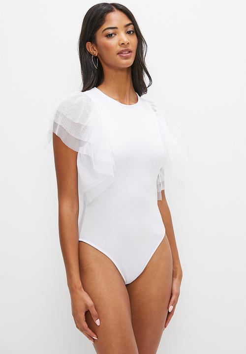 MILLA - Organza sleeve bodysuit - white