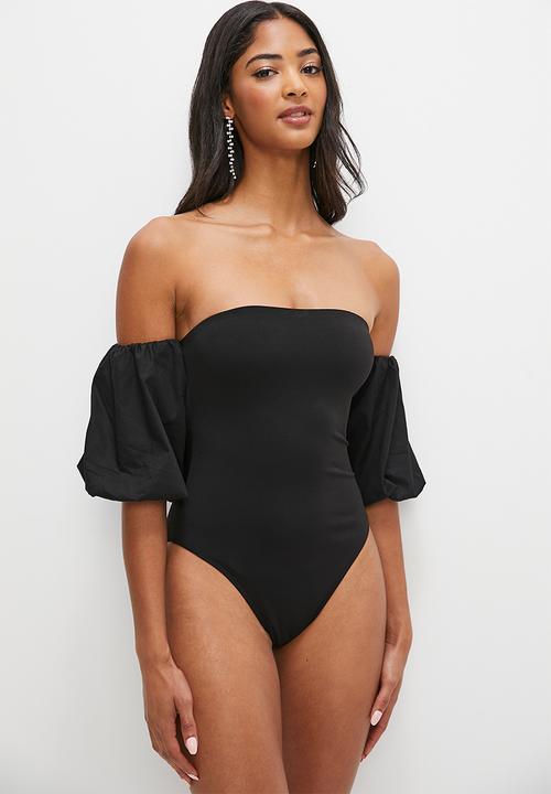 MILLA - Bardot combo bodysuit - black 