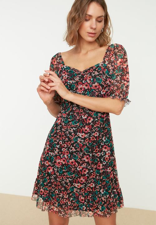 Trendyol - Floral sweetheart mini dress - multi