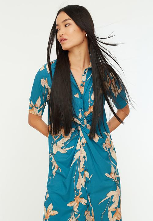 Trendyol - Floral shirt style midi dress - multi