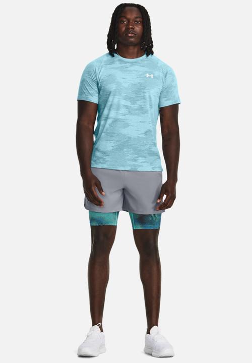 Under Armour -  Ua launch 5'' 2-in-1 short - steel/neo turquoise/reflective 