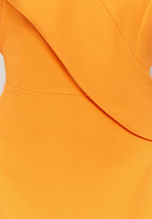 Trendyol - Mini a-line v-neck dress - orange