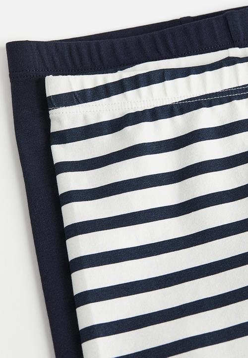 H&M - 2-pack cycling shorts - navy blue / striped 