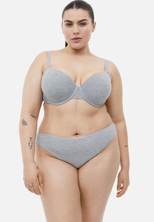 H&M - H&M+ 2 pack padded bras - white & grey marl