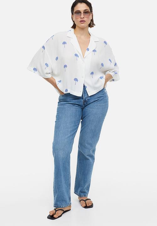 H&M - Oversized resort shirt - white palm trees