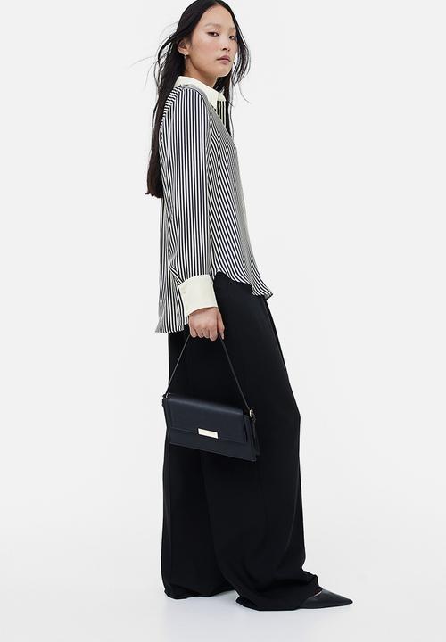 H&M - Pointed collar shirt - dark grey striped