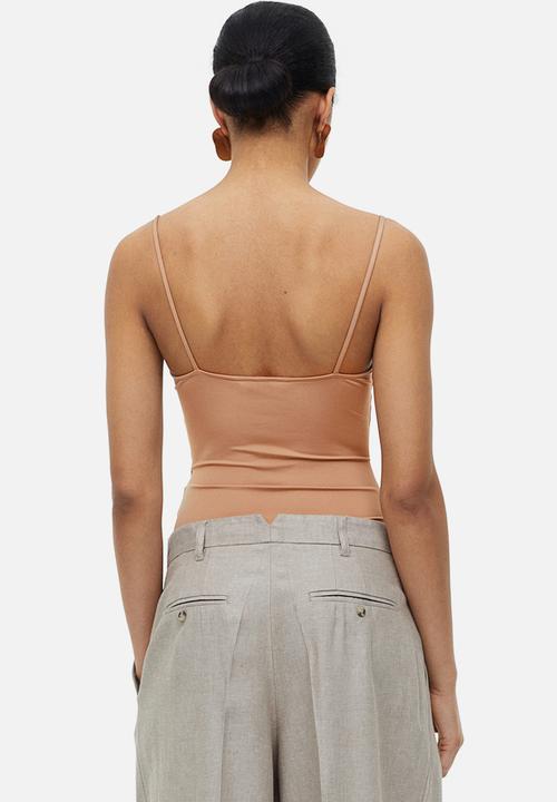 H&M - Gathered thong body - dark beige