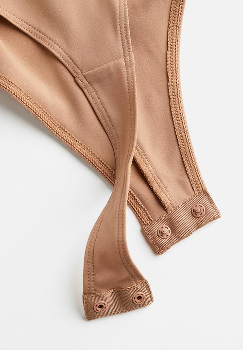 H&M - Gathered thong body - dark beige