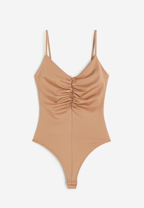 H&M - Gathered thong body - dark beige