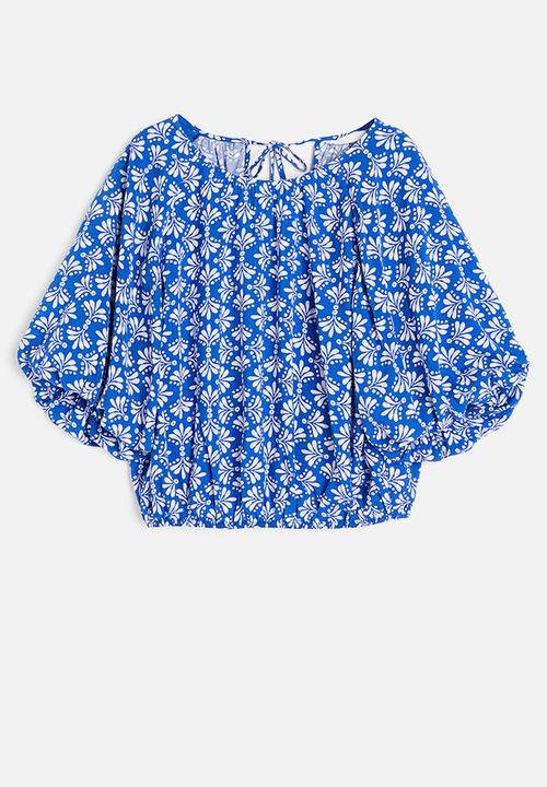 H&M - Voluminous blouse - bright blue patterned