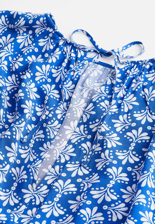 H&M - Voluminous blouse - bright blue patterned