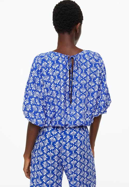 H&M - Voluminous blouse - bright blue patterned