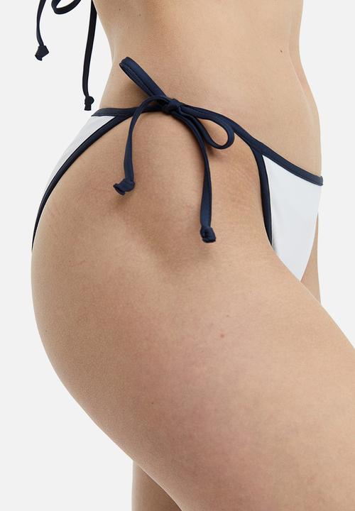 H&M - Tie tanga bikini bottoms - white & navy blue