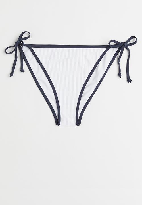 H&M - Tie tanga bikini bottoms - white & navy blue