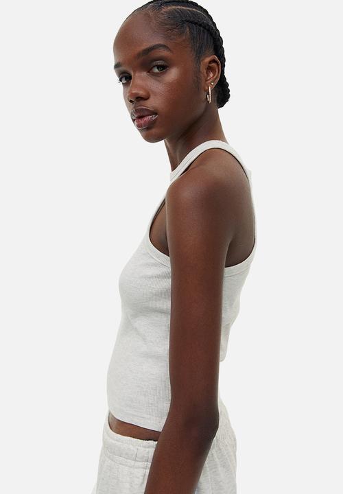 H&M - Cropped vest top - light grey marl 
