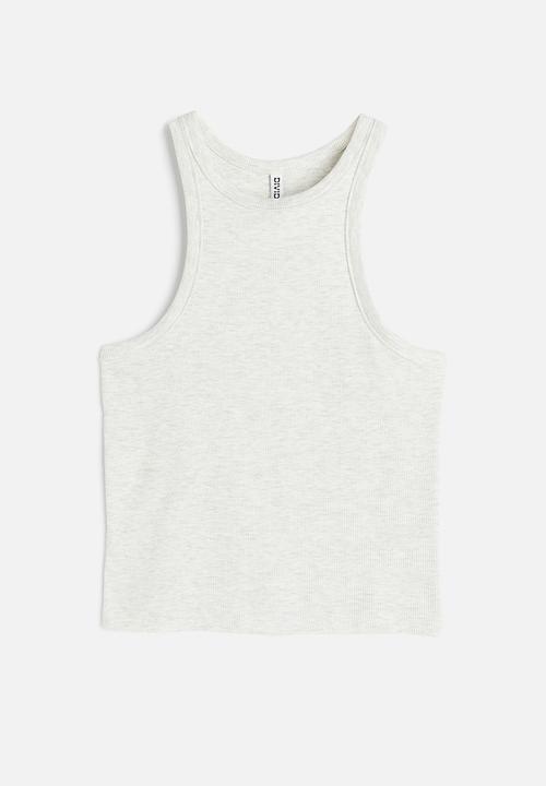 H&M - Cropped vest top - light grey marl 