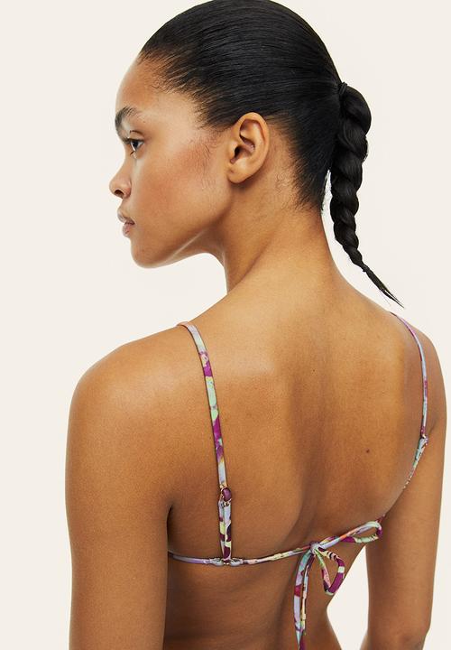H&M - Padded triangle bikini top - purple patterned