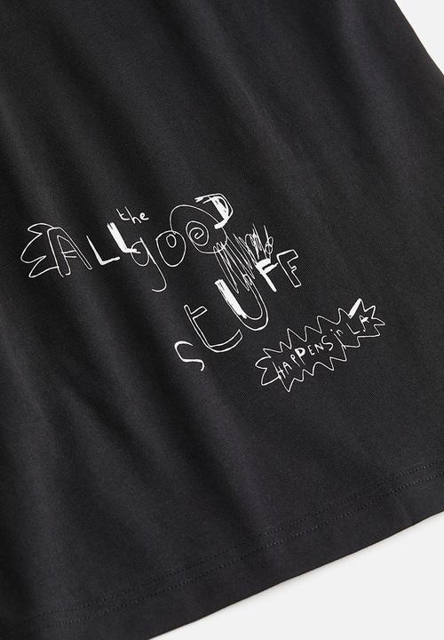 H&M - Relaxed fit printed T-shirt - black happens in la